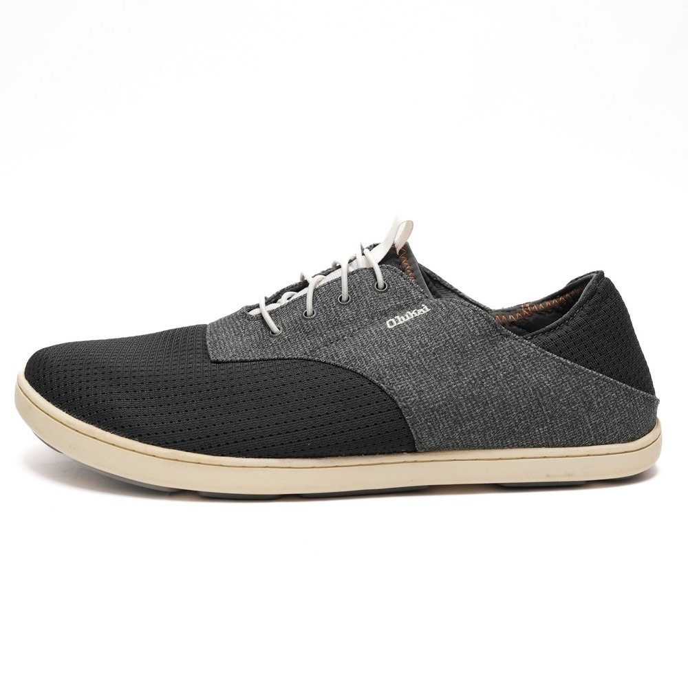 Olukai Men's Black/Grey Casual Lace-Up Shoe